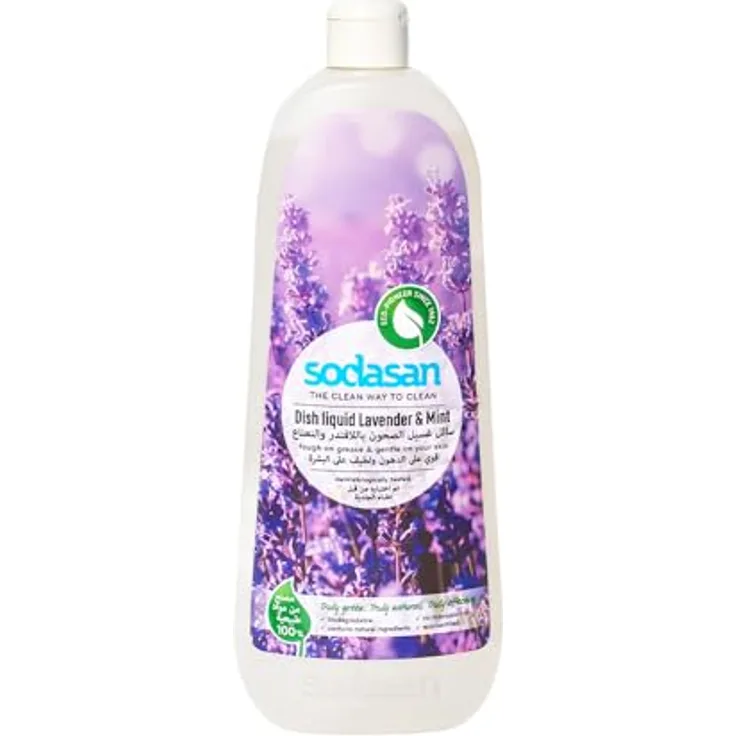 Sodasan Spülmittel - Lavendel & Minze, 1L Geschirrspülmittel mit pflanzlichen Inhaltsstoffen für sanfte Hautverträglichkeit
