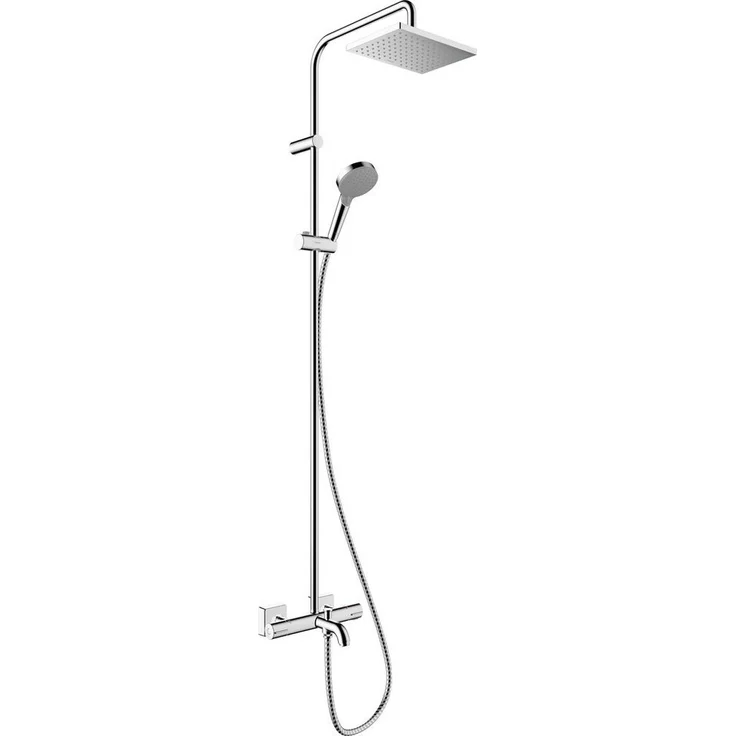 hansgrohe Duschsystem Vernis Shape, Kopfbrause 23cm, wassersparend mit Thermostat, chrom – Bild 1