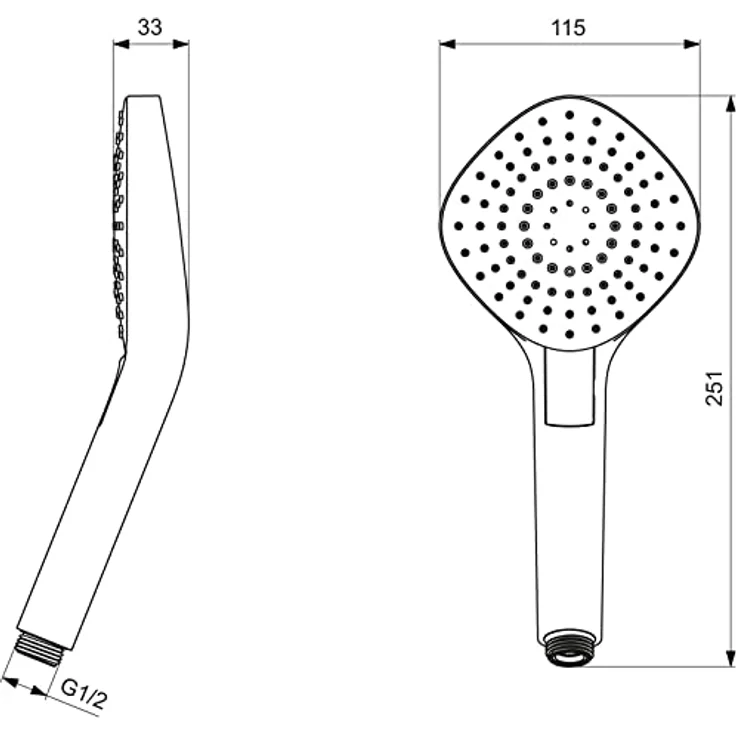 Ideal Standard Idealrain Evo Handbrause, 3-Funktionen Diamond, 115 mm, Chrom, wassersparend mit ergonomischem Druckknopf – Bild 7