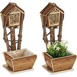 Relaxdays Bienenhotel mit Blumentopf, 2er Set, kleines Insektenhotel, Garten & Balkon, Nisthilfe für Wildbienen, Natur - Preisvergleich