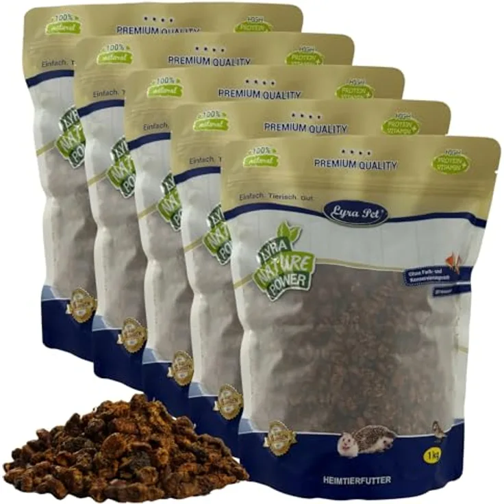 Lyra Pet® 5 kg Seidenraupen getrocknet, nährstoffreich mit 70% Rohprotein, ideales Futter für Vögel, Nager, Fische & Reptilien