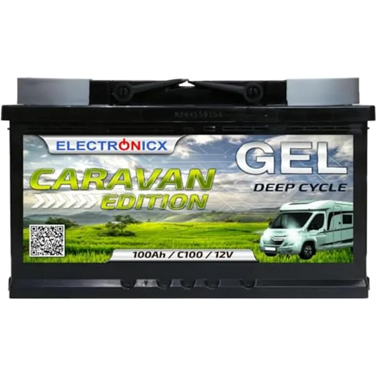 Electronicx Caravan Edition GEL Batterie 100AH 12V – wartungsfreie Solarbatterie für Wohnmobile, Boote und Gartenanlagen, gasungsfrei und kippsicher