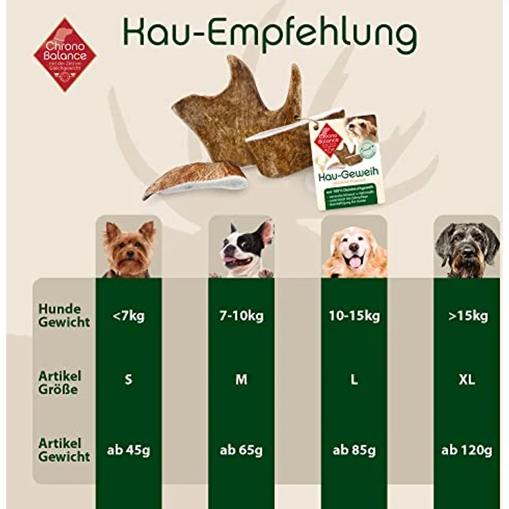 ChronoBalance XL Kaugeweih Damhirsch für Hunde - 100% Geweih Abwurfstange zur Zahnpflege, natürlicher Kausnack, Mineralstoffe & Nährstoffe – Bild 4