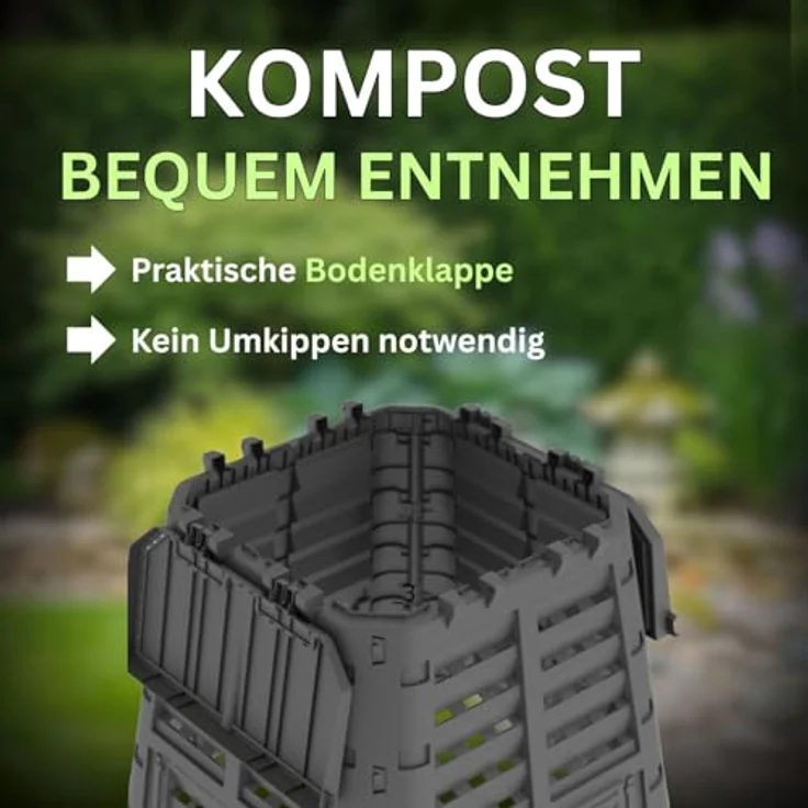 ViD Komposter 480L, Garten Schnellkomposter mit optimaler Belüftung, schwarz, 93x93x80cm – Bild 4