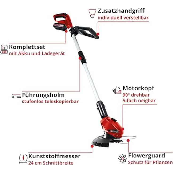 Einhell Power X-Change GE-CT 18 Li, Akku-Rasentrimmer mit 24 cm Schnittbreite, 18V Li-Ionen, 2,5 Ah Akku im Set – Bild 4