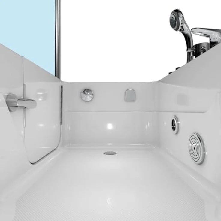 AcquaVapore Komplettdusche Kombi Duschkabine Whirlpool Seniorenwanne mit Tür S17D-EH-WP-R-EC, Sicherheitsglas ESG, inkl. Duschwanne, Integrierte Massagedüsen, Überlauf Abfluss, Whirlpool – Bild 9