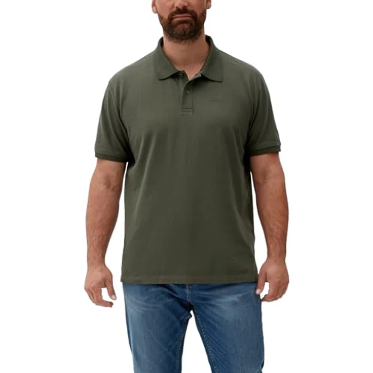 s.Oliver Poloshirt mit Logostickerei, Baumwolle, hüftlang, Rundhalsausschnitt, Jerseystoff (schwarz) – Bild 2