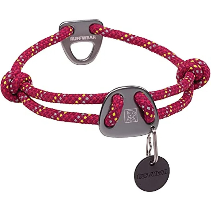 RUFFWEAR Knot-a-Collar, reflektierendes und verstellbares Hundehalsband mit Seil, 20"-26", Hibiscus Pink