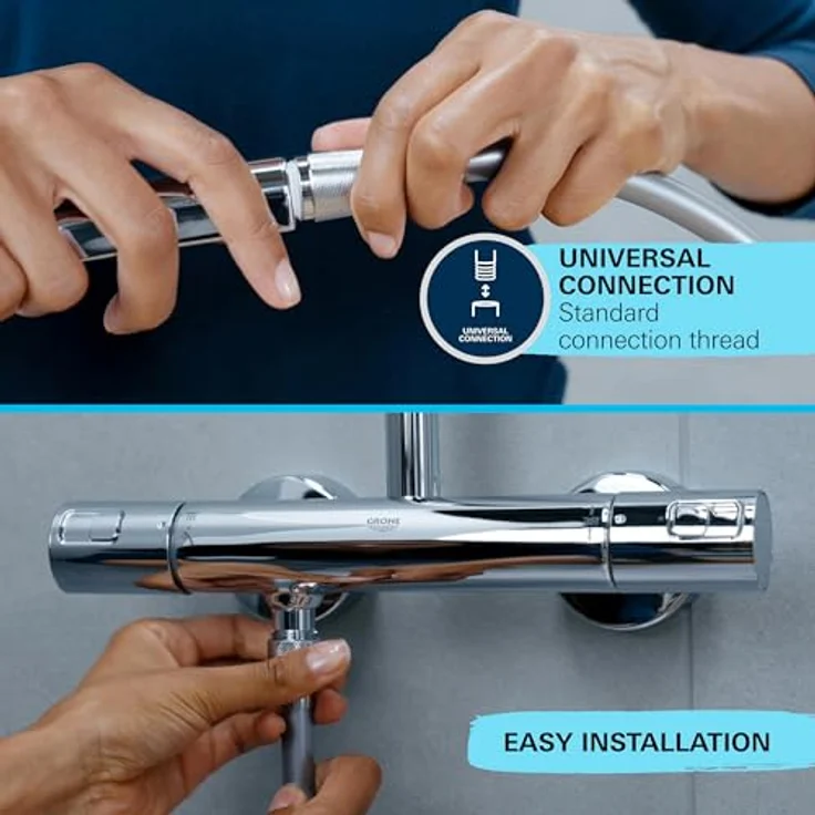 Grohe Handbrause 1 Strahlart Vitalio Start 110 chrom, 11 cm Breite, Rain Strahlbild, DreamSpray Technologie, Water Saving – Bild 5