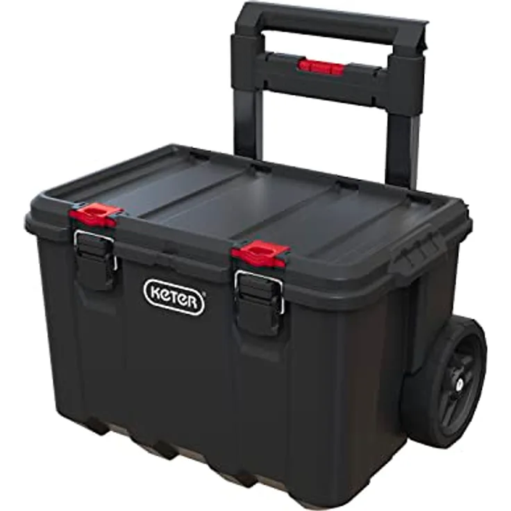 Keter Curver Box on Stack'n'Roll Wheels, Werkzeugkoffer aus robustem Technopolymer mit Rollen, platzsparendes Stapeldesign