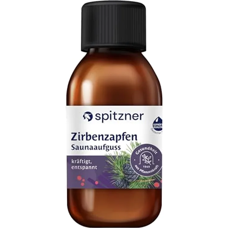 Spitzner Saunaaufguss Zirbenzapfen, 125 ml holzig-würziger Duft mit Qualitätssiegel des Deutschen Sauna-Bundes