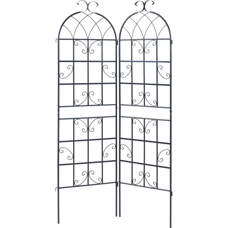 casa.pro Rankgitter, 2 St., 2er Set, »Barrea« 2er Set Metall 180 x 50 cm Schwarz, Robuste Unterstützung für Rankgewächse, Beliebig erweiterbar