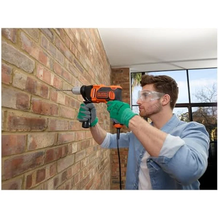 Black+Decker BEH850K-QS 850W 1-Gang Schlagbohrmaschine (Schlagbohrer, 13mm Schnellspannbohrfutter, konstanter Rechts--Linkslauf, Griffgummierung, Zweihandgriff, inkl HSS Bohrer) BEH850K, 850 W – Bild 4