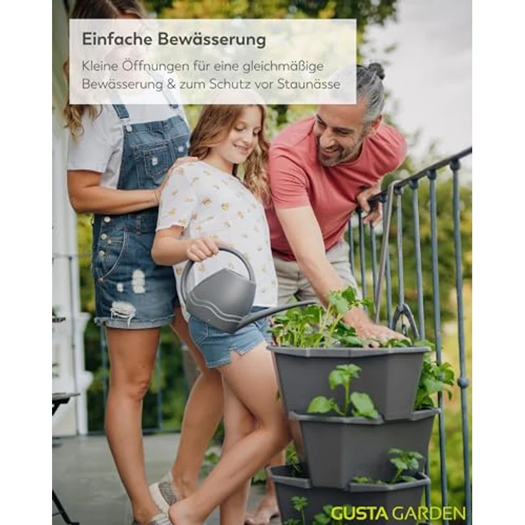 Gusta Garden Hochbeet, Paul Potato Kartoffelturm 4 Etagen Anthrazit - Profi Kartoffelturm für Balkon, Terrasse & Garten – Bild 5