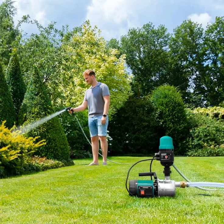 VONROC Hydrofoorpumpe 1000W, Automatische Wasserpumpe mit Druckschalter und Trockenlaufschutz, Fördermenge 3500l/h, 4,4bar für Gartenbewässerung – Bild 4