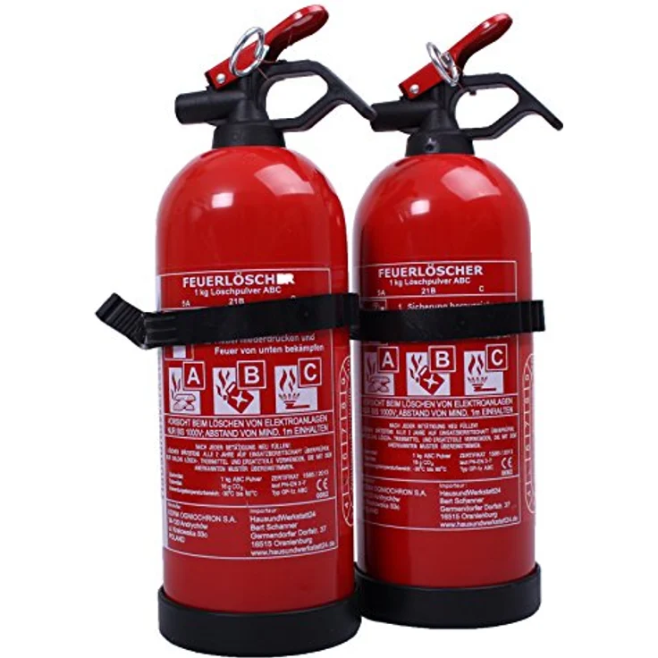 2 x Autofeuerlöscher Pulver mit Manometer GP-1X ABC 1 kg mit Halterung - Exdinger – Bild 2