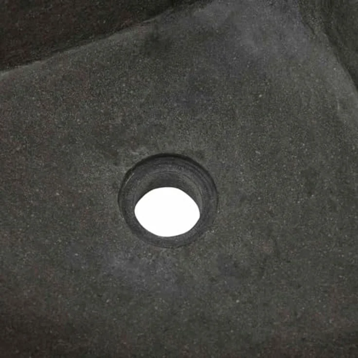vidaXL Waschbecken Wandhängende Ecke Waschschüssel aus Flussstein, Grau, 37 x 37 x 12 cm – Bild 7