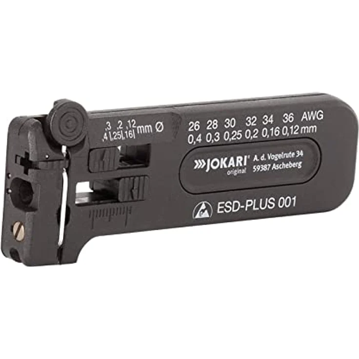 Jokari 40028 Antistatisches Mini-Präzisions-Abisolierwerkzeug ESD-Plus 002 zum Entmanteln von Leitern und Litzen AWG 30 bis 20-0,25-0,80 mm Ø – Bild 2