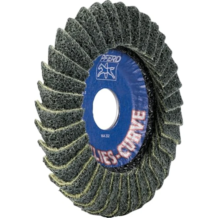 PFERD Polivlies 45922 Fächerscheibe, PVL-R, 11,4 cm x 2,2 cm, feine Körnung aus Aluminiumoxid, flexible Oberflächenbehandlungsscheibe – Bild 3