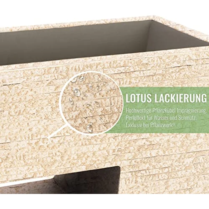 Pflanzwerk® VISTA Premium Pflanzkübel, rechteckiger Blumenkübel aus handgefertigtem Fiberglas mit Lotus-Effekt, frostbeständig, 20-25 Liter Fassungsvermögen – Bild 4