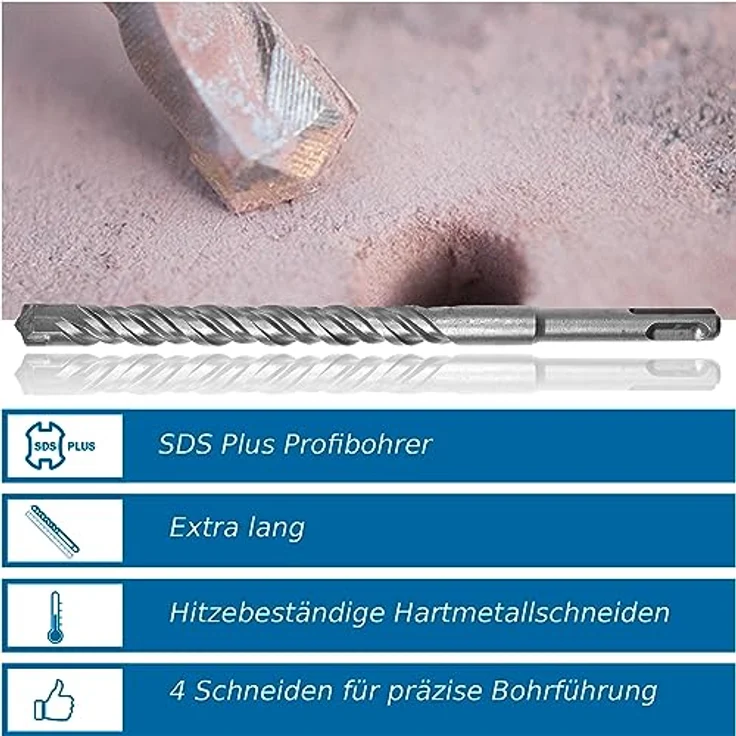 Jb - Perfect Steinbohrer Set Ø 10-14-20mm x 40cm, 3-teiliges SDS Plus Betonbohrer Set für Mauerwerk, Stein und Beton – Bild 3
