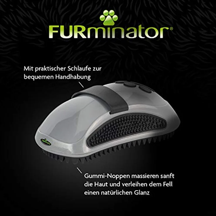 FURminator Striegel für Hunde und Katzen - Fellpflege Bürste massiert sanft die Haut - für sauberes, glänzendes Fell , Farbe: Grau – Bild 3