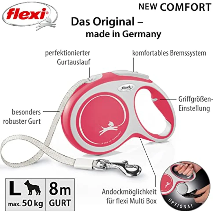 flexi Rollleine New Comfort - rot- L - 8 m, 4000498043806, rot, small – Bild 2