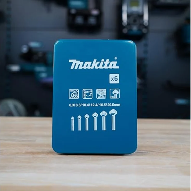 Makita D-42204 Kegelsenker-Set, 6-teilig in Metallkassette, 90° Schneiden, Ø 6,3 - 20 mm, HSS-Stahl, für Metall, NE-Metall und Holz, DIN335, Rundschaft – Bild 5