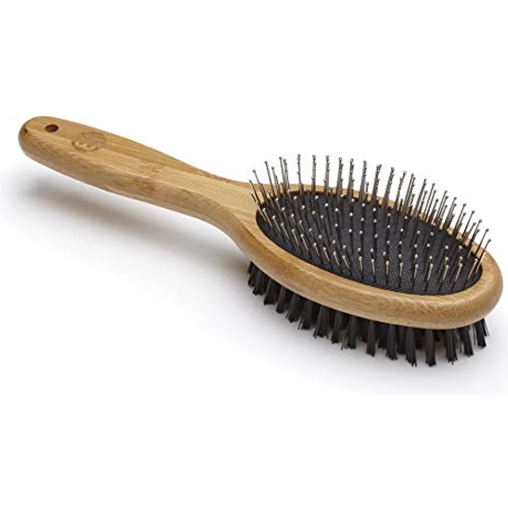 Mikki 6280015 Bambus-Kombibürste für glattes kurzes und mittellanges Fell, Für Hunde und Katzen, Hergestellt aus BambusFür die Pflege von struppigem Fell, Groß, L, 105 g