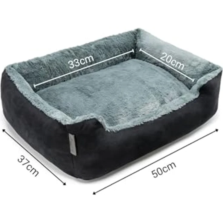 lionto Tierkissen Hundebett mit Wendekissen & Veloursbezug, grau/schwarz, 50 cm x 37 cm – Bild 4