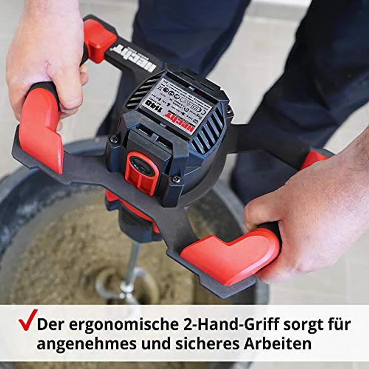 Hecht Rührwerk 1800 Watt, 2-Gang-Metallgetriebe mit ergonomischem Griff und 59 cm Rührquirl für dickflüssige Materialien – Bild 4
