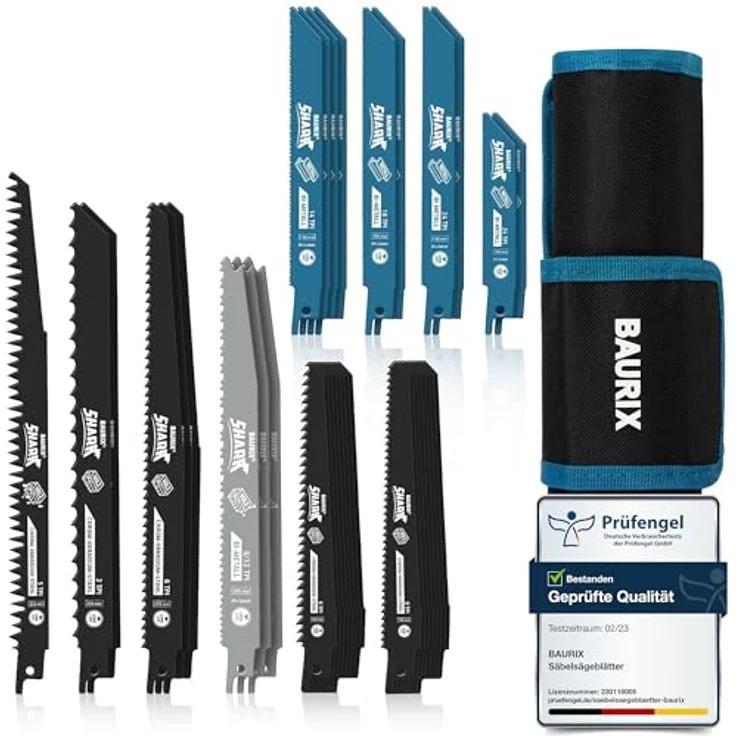 BAURIX® Säbelsägeblätter 35 Stück Set, Profi-Sägeblätter für Holz & Metall, 3 bis 24 TPI, passend für Bosch, Makita und mehr – Bild 1