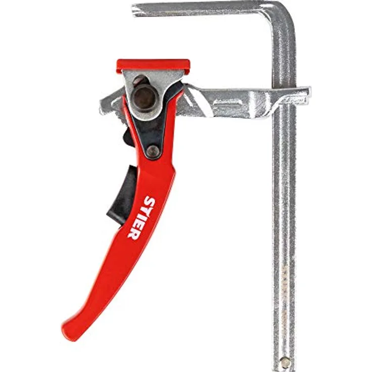 STIER Ganzstahl-Hebelzwinge SHZ 160/60, Fixierung von Führungsschienen diverser Hersteller, Hebelmechanismus, Handzwinge, Zwinge, Tischzwinge, Einhandzwinge, Schnellspannzwinge