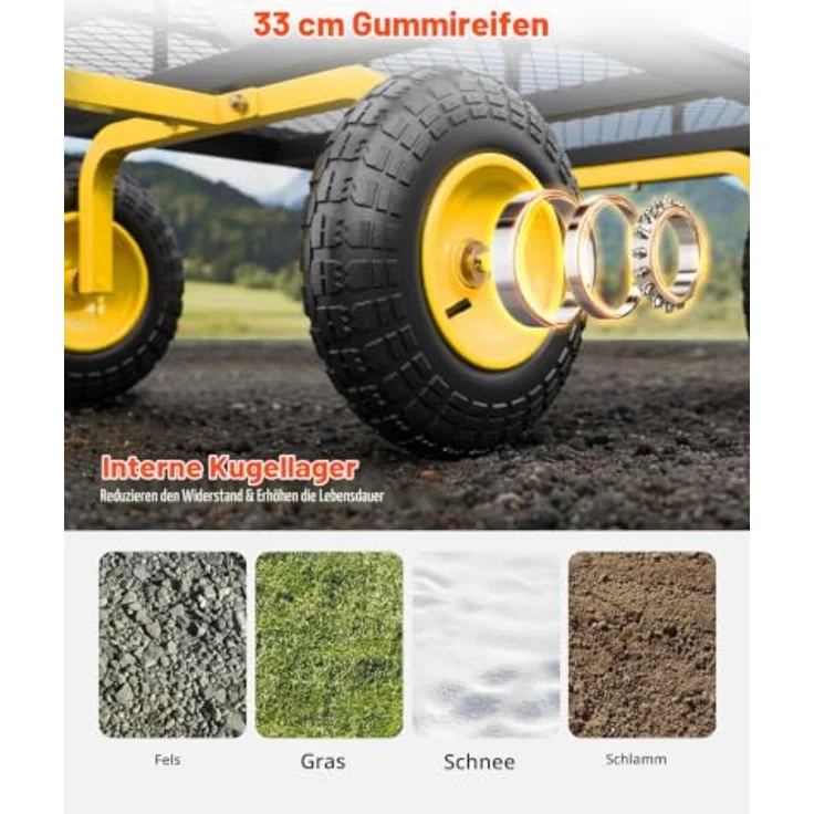 VEVOR Bollerwagen 544,31 kg, 2-in-1-Handwagen mit 13-Zoll-All-Terrain-Reifen, drehbarem Griff und abnehmbaren Netzseitenteilen – Bild 5
