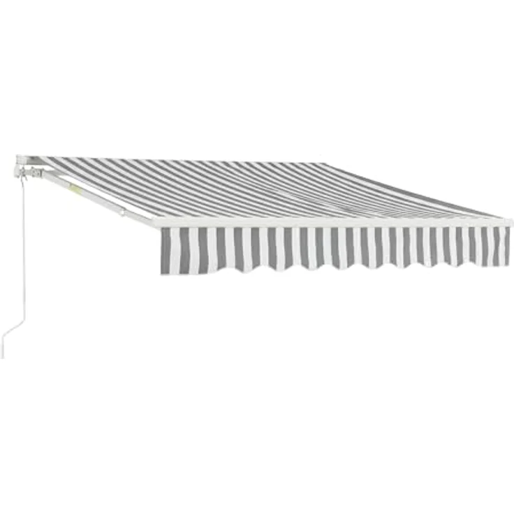 [en.casa] Markise Balkon Bitonto 250 x 200 cm, Gelenkarmmarkise mit Handkurbel, wetterfestes Aluminiumgestell, UV-beständiges Markisentuch in Grau/Weiß – Bild 2