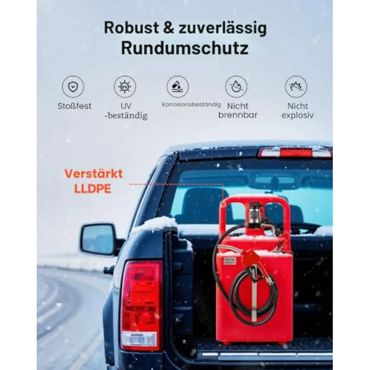 VEVOR Kraftstofftrolley 121 L, Kraftstoffkanister mit 12 V DC Pumpensystem, 3,96 m Schlauch & Düse, für Diesel & Kerosin – Bild 4