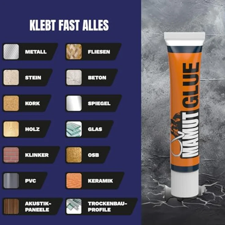 BOSTIK MAMUT GLUE Weiß, Hybrid-Universalkleber mit hoher Anfangshaftung für alle Materialien, für Innen- und Außenanwendungen sowie unter Wasser, 38g Tube – Bild 5