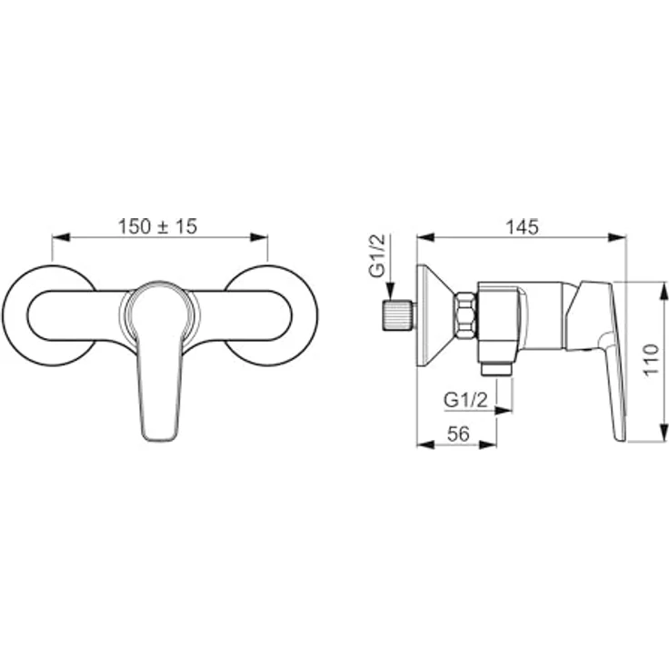 Hansa 51450163 Badewanne/Brause Mischbatterie für Wandaufbau HANSAPINTO | Armaturenkörper aus entzinkungsarmen Messing, einstellbare Heißwassersperre | 17l/min bei 3 bar – Bild 2