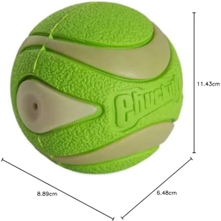 Chuckit! Max Glow Ultra Squeaker Ball, phosphoreszierender Quietschball für Hunde, leuchtet im Dunkeln, fördert die Bindung, mittel, Durchmesser 6,5 cm – Bild 2