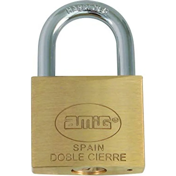 Amig - Sicherheitsschloss | inkl. 2 Schlüsseln | Langbogen | Messing und Bogen aus behandeltem Stahl | Für Fitness-Spinde, Türen, Schränke, Koffer, Rucksäcke | Doppelverschluss | Breite: 40 mm