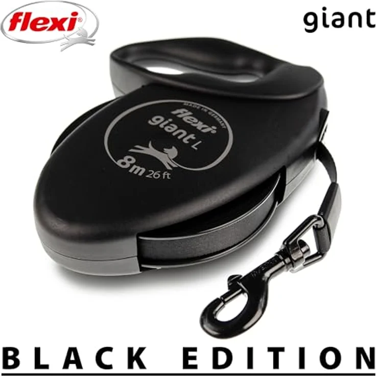 flexi Giant Black Edition Roll-Leine, 8 m Gurt für Hunde bis 50 kg, schwarz – Bild 3