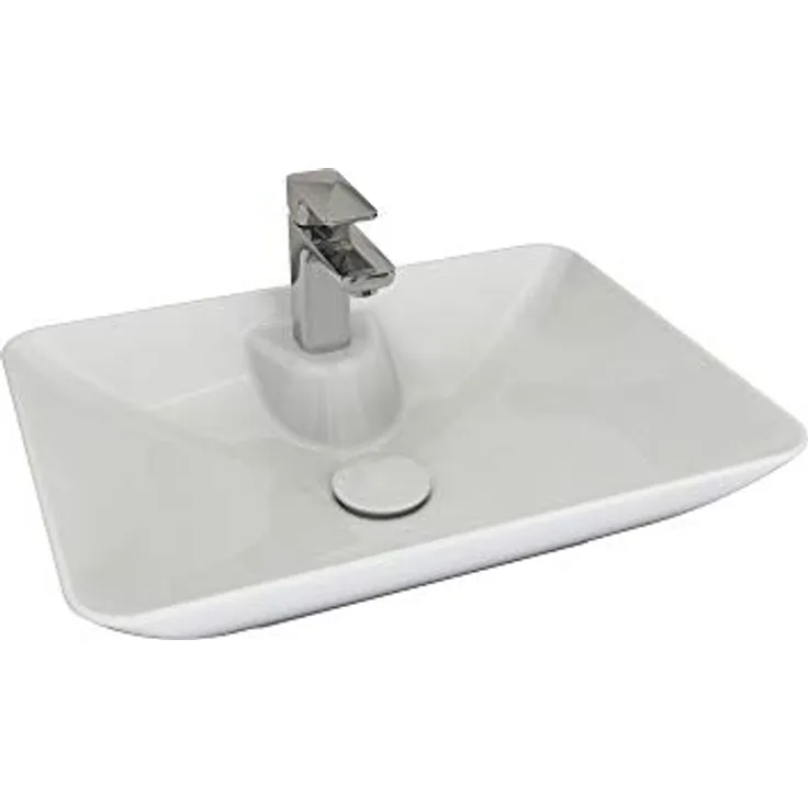 Aqua Bagno | Waschbecken, Design Aufsatzwaschbecken, Waschtisch, aus Keramik, ohne Überlauf | 53x40x14,7cm | Weiß - Preisvergleich