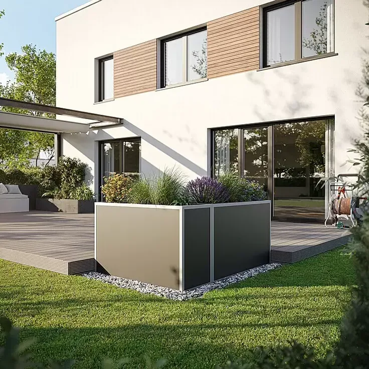 KGT Hochbeet 130, Aluminium Hochbeet (1,21 x 0,45 x 0,77 m), silber, rostfrei mit Nagetiergitter