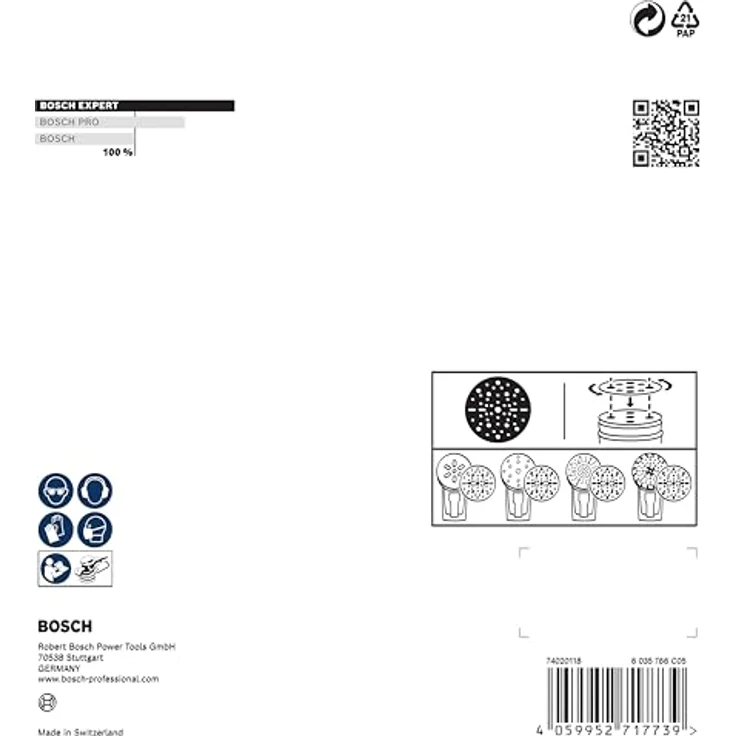 Bosch 6x EXPERT O780 Folienschleifscheibe, 150 mm, für Hartholz und Farbe auf Holz, Körnung 80, Klettverschluss – Bild 4