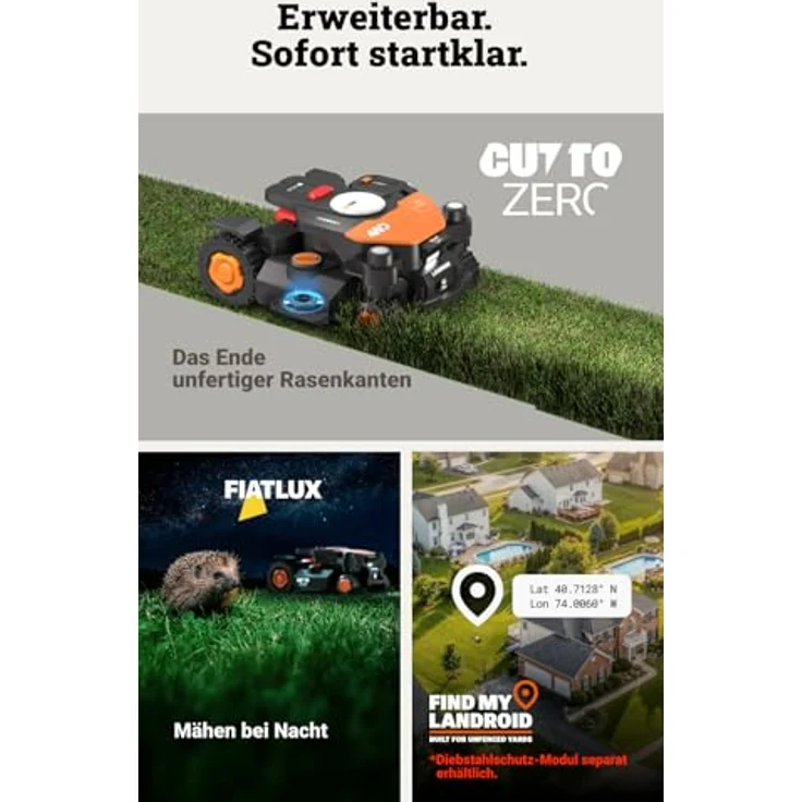 Worx Mähroboter 'Landroid Vision Cloud 4WD WR344', Allrad-Antrieb, bis 4000 m², präzise RTK Cloud Positionierung, App-Steuerung, Schnitt-Höhenverstellung – Bild 8