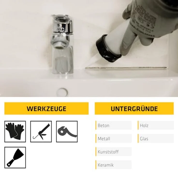 Sika Sikasil C Sanitär Silikon, Betongrau, wasserdicht, schimmelresistent, geruchsarm, 300 ml – Bild 5