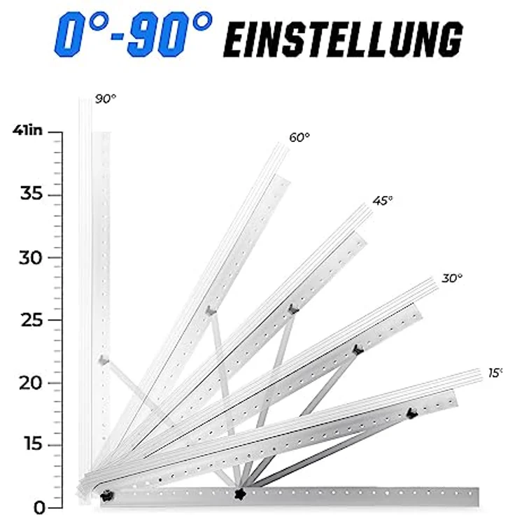 Rhein Beleuchtung Solarpanel Halterung Flachdach, 114 cm für Solarmodule 100W-800W, verstellbarer Winkel 0-90°, korrosionsbeständig, 2 Sets – Bild 5