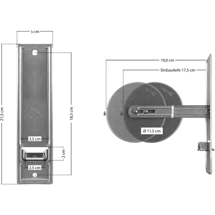 Schellenberg 50300 Rolladen Gurtwickler Unterputz, 18,5 cm Lochabstand, Einlasswickler System Maxi, verzinkt – Bild 5