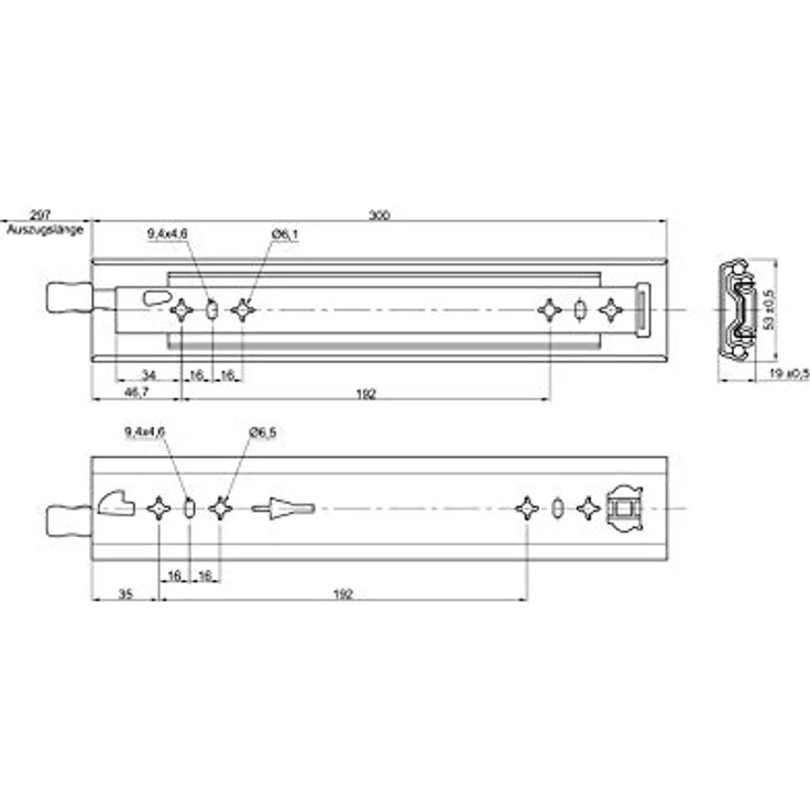 SOTECH Schwerlastauszug KV2-100-H53-L300-LC, kugelgelagerter Auszug mit Lock-in/Lock-out Funktion, 300 mm, 100 kg Tragkraft, verzinkter Stahl – Bild 6