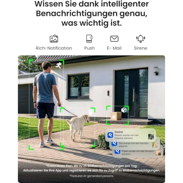 Reolink Akku Türklingel mit Kamera (2. Gen), 2K 4MP, HDR, 1:1 Ansicht, Wi-Fi, Smart-Home-kompatibel – Bild 4